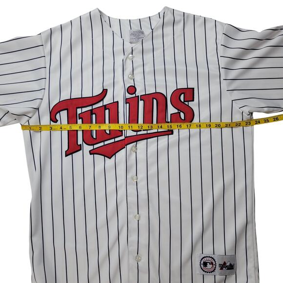Vintage Majestic Minnesota Twins White Pinstripe Jersey blank no name Size L - Picture 10 of 13